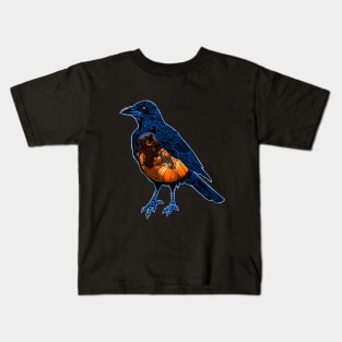 Halloween Crow with Pumpkin Patch Kids T-Shirt